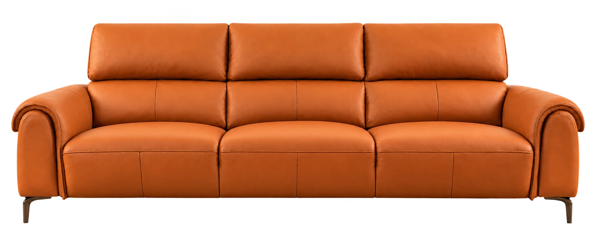 A close view of the Corven sofa's upholstery and curved armrest