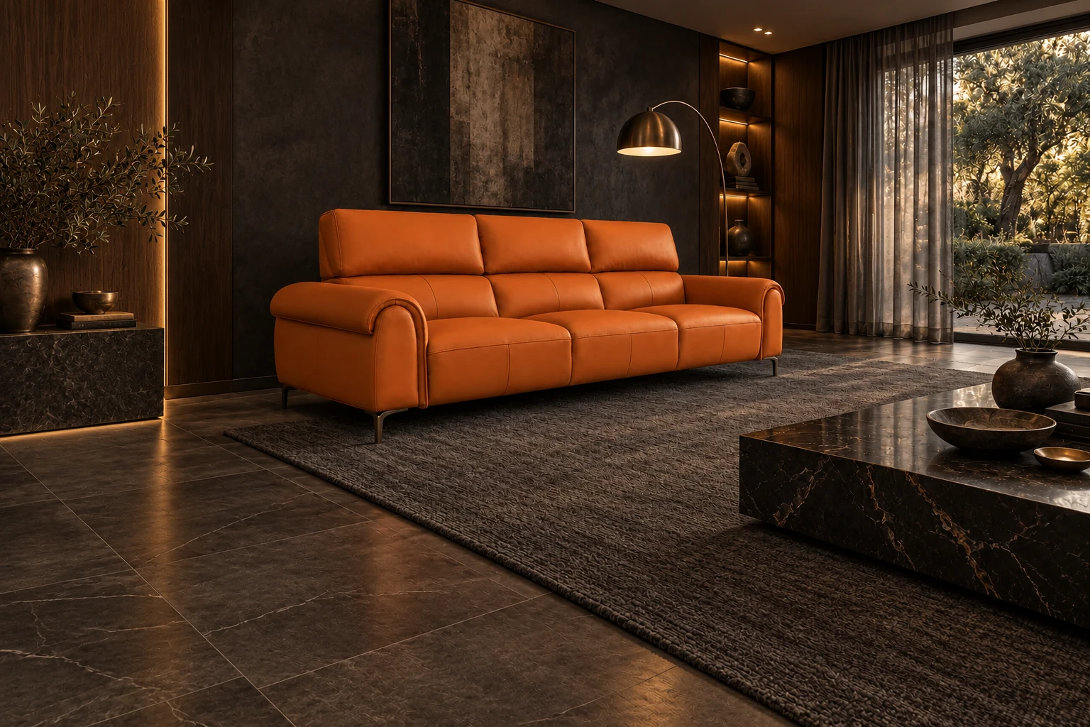 AI example: Corven in a dark modern Italian interior